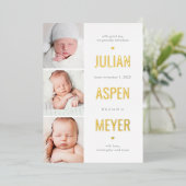 Grid Foilモダンベビー誕生発表 箔シーズンカード (立ち正面)