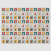 Grid of Bright Christmas Tree Icons 薄葉紙 (正面)