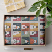 Grid of Cheerful Snowmen in Winter Wear 薄葉紙 (ギフト)