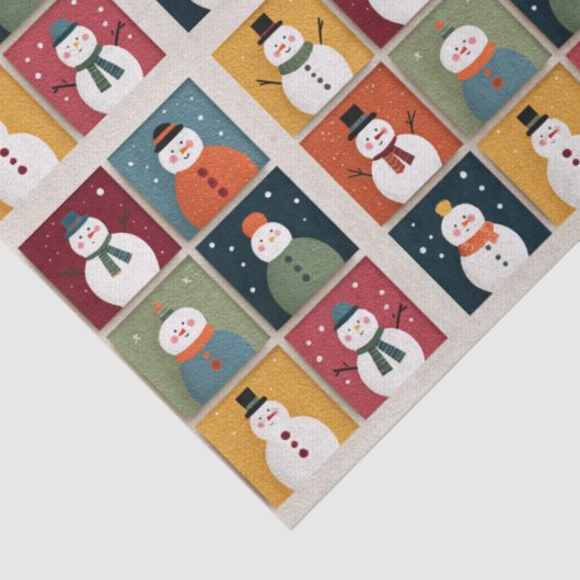 Grid of Cheerful Snowmen in Winter Wear 薄葉紙 (詳細)