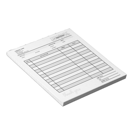 Grid Small Business Invoice Order Sales Receipt ノートパッド (アングル)