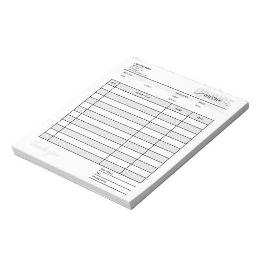 Grid Small Business Invoice Order Sales Receipt ノートパッド (回転)