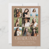 Grid Tan 9モダンフォトコラージュ卒業 案内状 (正面)