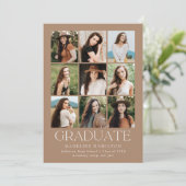 Grid Tan 9モダンフォトコラージュ卒業 案内状 (スタンド正面)