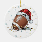 Gridiron Glow: Football with Santa Hat  セラミックオーナメント (裏面)