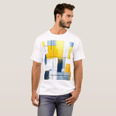 Gridlight Composition — Urban Blocks in Gold & Blu Tシャツ (正面フル)