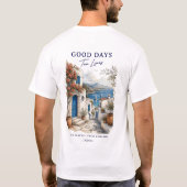 Griechisches Dorf Mittelmeer Design Tシャツ (裏面)
