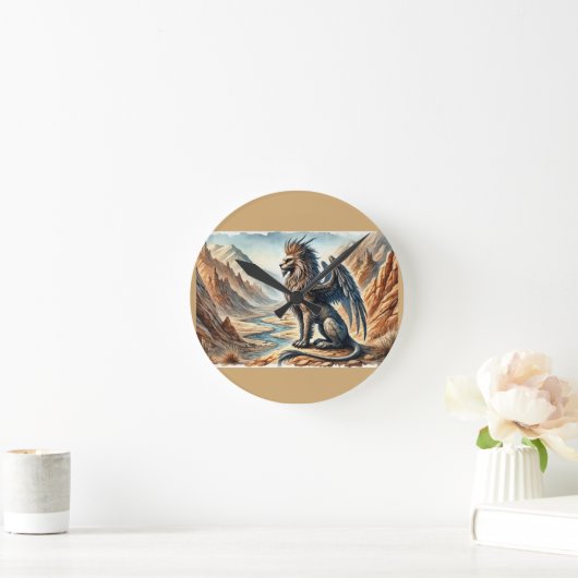 Griffins, Dragons, & Desolate landscapes ラウンド壁時計 (ホーム)