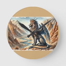 Griffins, Dragons, & Desolate landscapes ラウンド壁時計