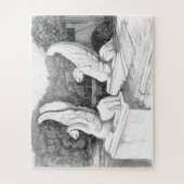 Griffins sculpture monochrome pencil Art ジグソーパズル (縦)