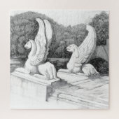 Griffins sculpture monochrome pencil Art ジグソーパズル (縦)