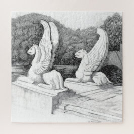 Griffins sculpture monochrome pencil Art ジグソーパズル