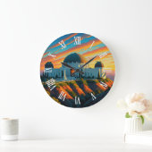 Griffith Observatory Los Angeles Sunset postcard ラージ壁時計 (ホーム)