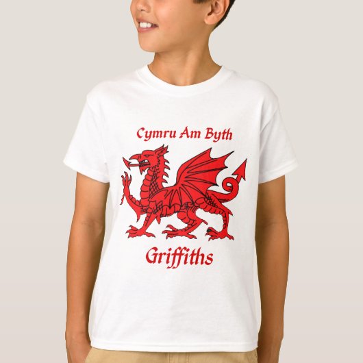Griffithsウェールズのドラゴン Tシャツ (正面)