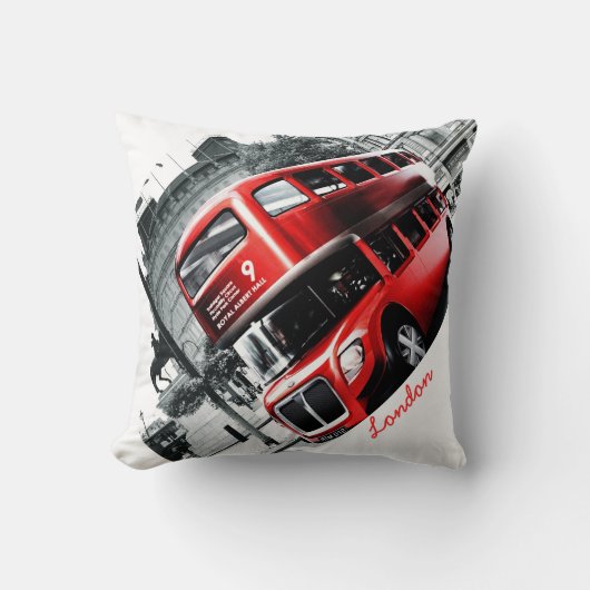 GRIG-STYLEロンドンBusThrowの枕16" x 16" クッション (正面)