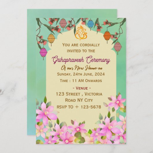 Grihapravesh Ceremony Invitations 招待状 (正面/裏面)