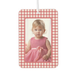 Gril Photo on Red and White Gingham Plaid カーエアーフレッシュナー