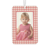 Gril Photo on Red and White Gingham Plaid カーエアーフレッシュナー (裏面)