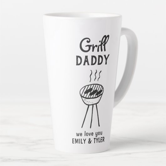 Grill Daddy Cartoon Father's Day カフェラテマグ (右アングル)