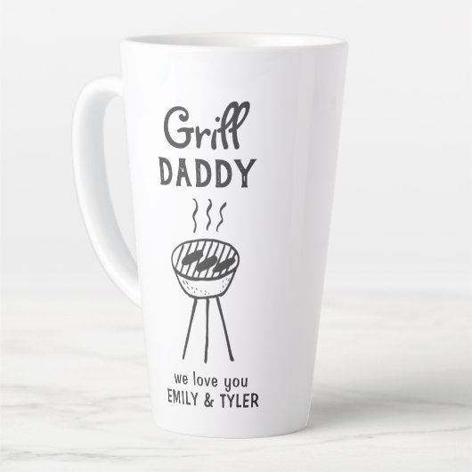 Grill Daddy Cartoon Father's Day カフェラテマグ (左アングル)