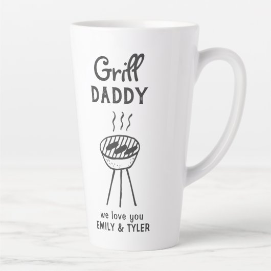 Grill Daddy Cartoon Father's Day カフェラテマグ (右)