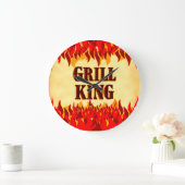 Grill King BBQ Red Flames Wall Clock ラージ壁時計 (ホーム)