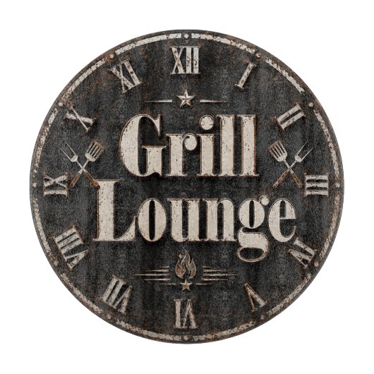 Grill Lounge Rustic BBQ Man Cave Grill Master Gift カッティングボード (正面)