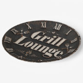 Grill Lounge Rustic BBQ Man Cave Grill Master Gift ペーパープレート (アングル)