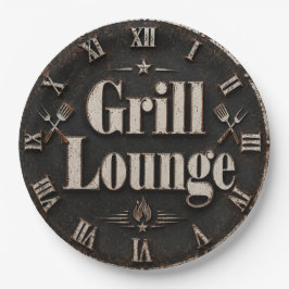 Grill Lounge Rustic BBQ Man Cave Grill Master Gift ペーパープレート