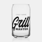 Grill Master can glass with custom BBQ chef name ガラス缶 (正面)
