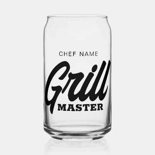 Grill Master can glass with custom BBQ chef name ガラス缶 (正面)