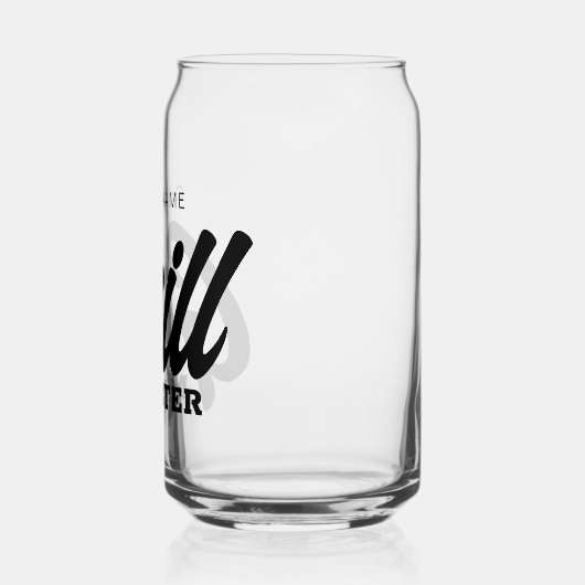 Grill Master can glass with custom BBQ chef name ガラス缶 (左)