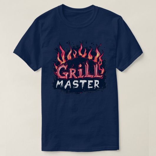Grill Master Flaming Barbecue Cookout Typography Tシャツ (デザイン正面)