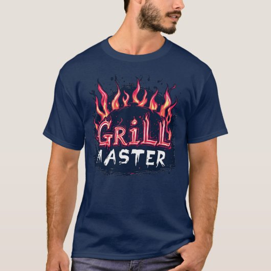 Grill Master Flaming Barbecue Cookout Typography Tシャツ (正面)