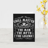 Grill Master The Man The Myth Legend Funny Bbq Smo カード (黄色い花)