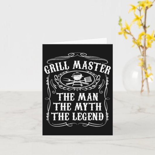 Grill Master The Man The Myth Legend Funny Bbq Smo カード (黄色い花)