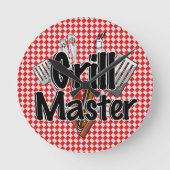 Grill Master with BBQ Tools ラウンド壁時計 (正面)