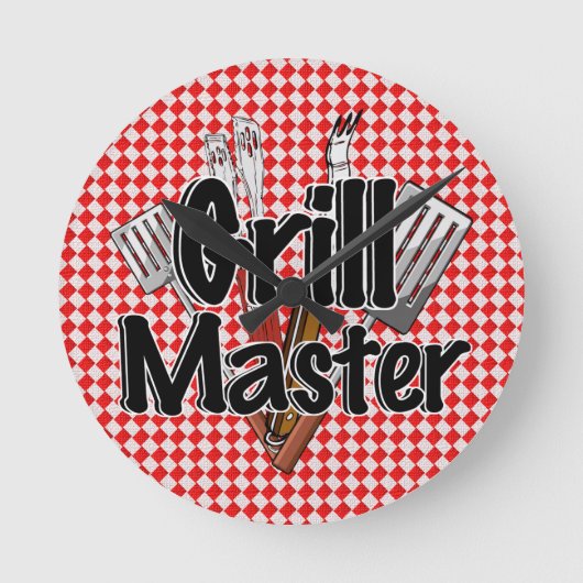 Grill Master with BBQ Tools ラウンド壁時計 (正面)