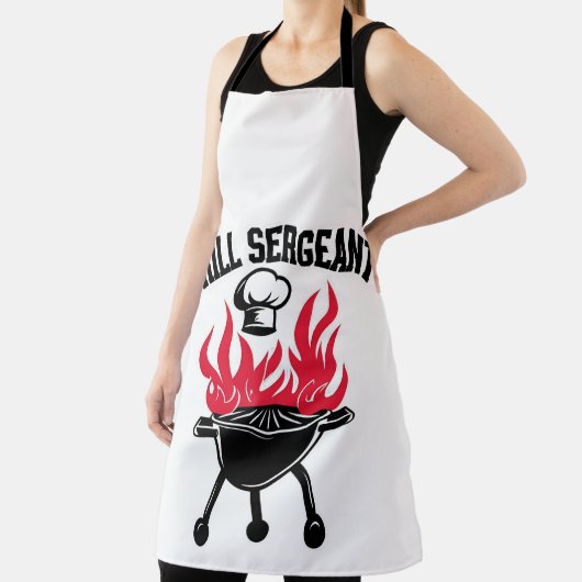 Grill Sergeant BBQ Dad Funny Party エプロン (インサイチュ)