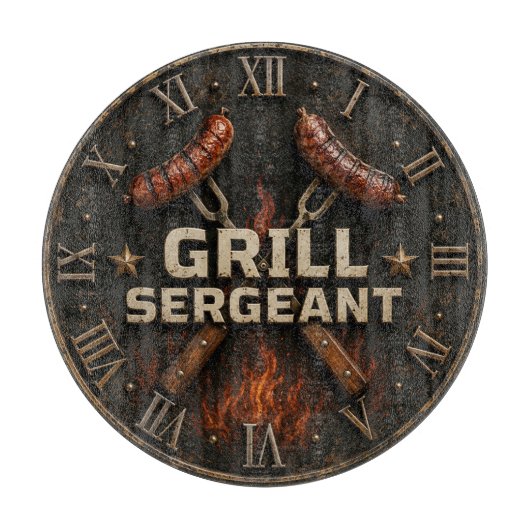 Grill Sergeant Funny BBQ Grill Master Barbecue カッティングボード (正面)