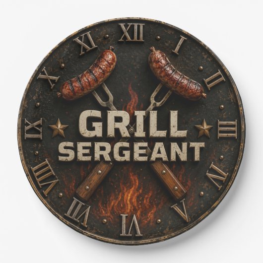 Grill Sergeant Funny BBQ Grill Master Barbecue ペーパープレート (正面)