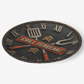 Grill Sergeant Funny BBQ Grill Master Man Cave ペーパープレート (アングル)