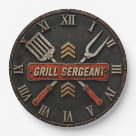 Grill Sergeant Funny BBQ Grill Master Man Cave ペーパープレート