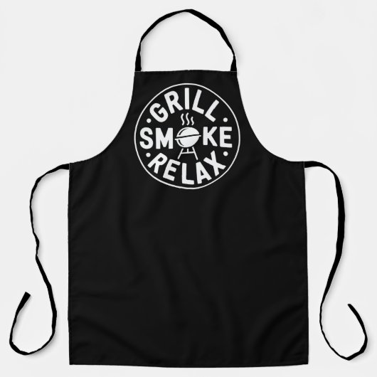 Grill Smoke Relax BBQ Quote エプロン (正面)