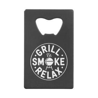 Grill Smoke Relax BBQ Quote クレジットカード栓抜き