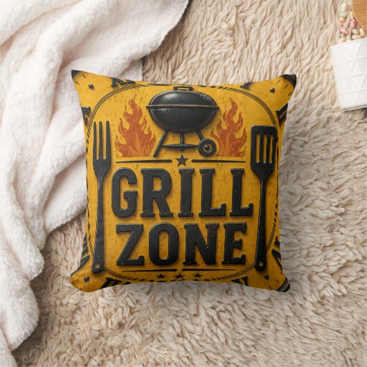 Grill Zone BBQ Grill Master Kitchen Rustic クッション (ブランケット)