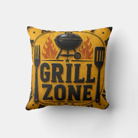 Grill Zone BBQ Grill Master Kitchen Rustic クッション (裏面)