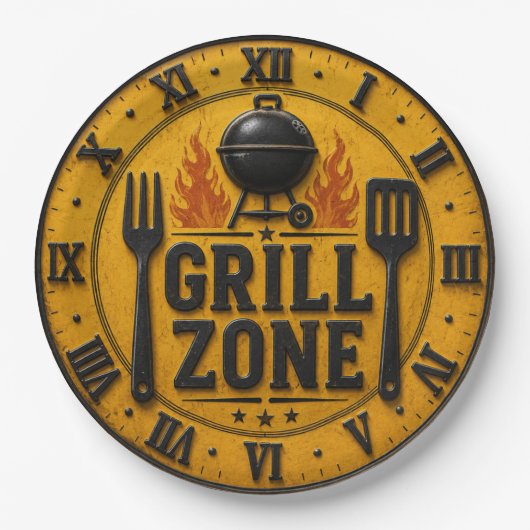 Grill Zone BBQ Grill Master Kitchen Rustic ペーパープレート (正面)