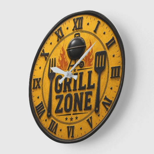 Grill Zone BBQ Grill Master Kitchen Rustic ラージ壁時計 (傾斜)