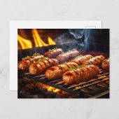 Grilled Bratwurst Sausages BBQ ポストカード (正面/裏面)